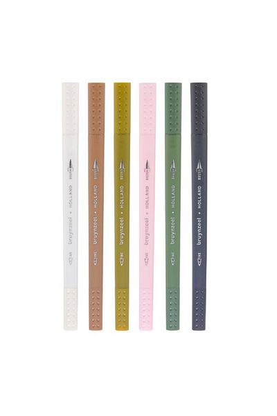 Bruynzeel Fineliner & Brushpen Double Tip Pen Set of 6 - Tokyo