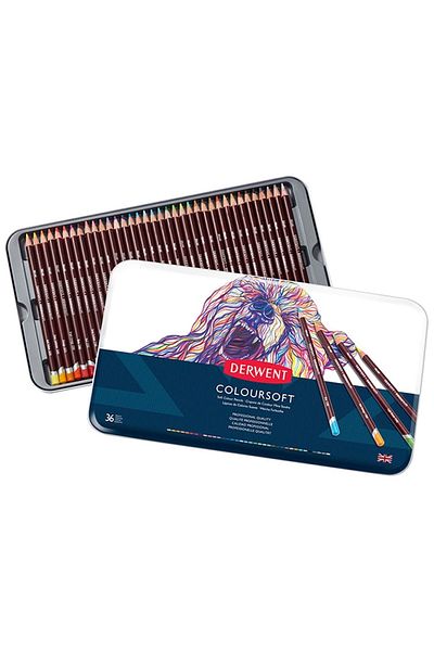 Derwent Coloursoft - Curry Color Pencil Set 36 Colors Tin Box