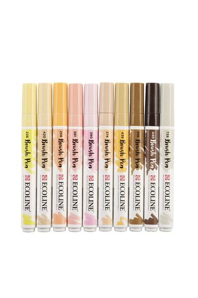 Talens Ecoline Brush Pen - Drawing Pen with Brush Tip Set of 10