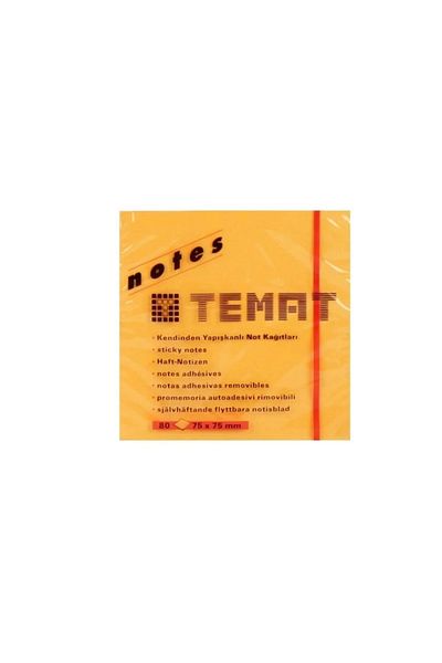 Temat Adhesive Note Paper Highlighter Orange 75x75 Mm (Pack of 12)