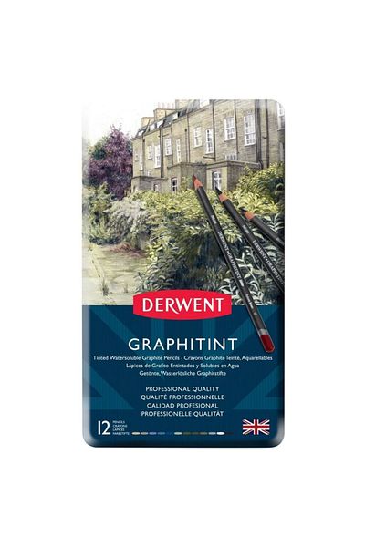 Derwent GRAPHITINT DRY-WATERY PAINT COLORED PEN SET 12 PIECES TIN
