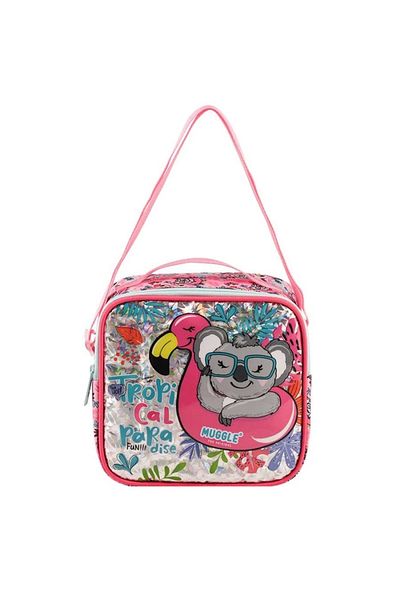 MUGGLE Pink School Lunch and Pencil Bag - Tropical Pradice Mu-8904
