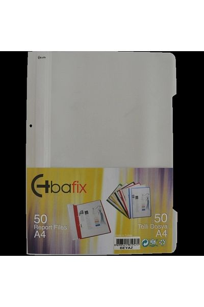 Bafix ملف سلكي أبيض مقاس A4 من البلاستيك - عبوة تحتوي على 50 قطعة مقاس XL