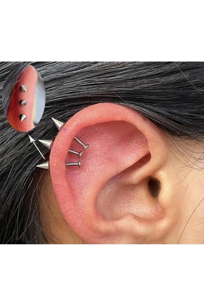 DCPİERCİNG Cerrahi Çelik Spayk 6x6mm X 6mm X 1.2mm Çelik Labret Piercing