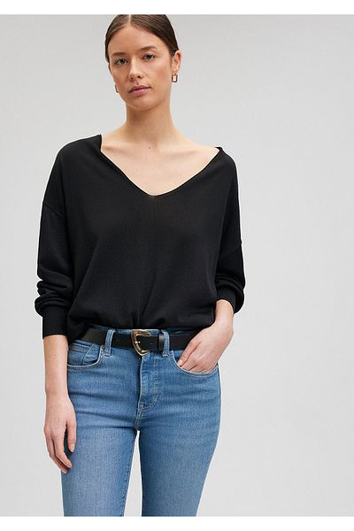 Mavi V Neck Black Knitwear Loose Fit / Loose Comfortable Fit1710456-900