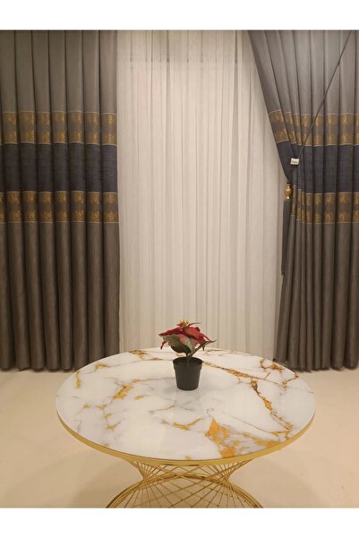 NİVEMESHOME Nivemeshome Güniz Fj631663 V-503 Taş-gold 1/3 Sık Pileli Fon Perd...