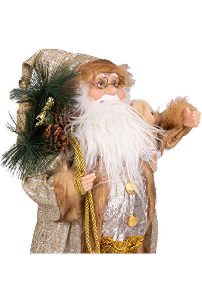 Herdekora Χριστουγεννιάτικο δώρο Άγιου Βασίλη Λούτρινο αρκουδάκι με διακόσμηση χρυσό 45 εκ.