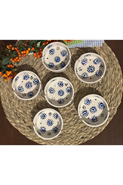 Den Tasarım Hediyelik 6-Piece Ceramic Evil Eye Bead Patterned Ashtray / Ash Tray