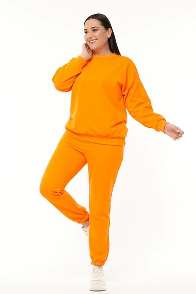 Ebsumu Orange Basic Raised Sweatshirt - Women's Plus Size