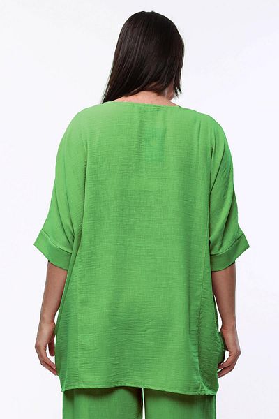 Ebsumu Λινό Πράσινη Μπλούζα Plus Size - Εξαιρετικά άνετη εφαρμογή