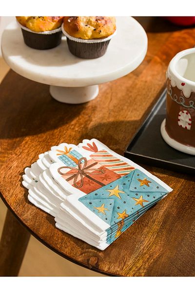 merni Christmas Themed Gift Wraps Colorful Printed Paper Napkins 10 Pieces
