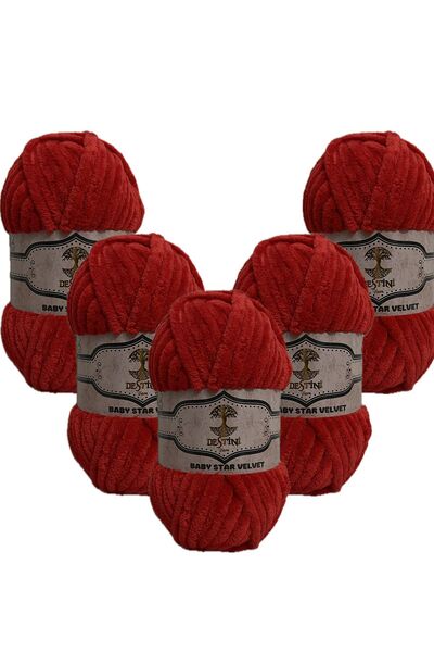 destini خيط حياكة مخملي سميك محبوك يدويًا 100 جرام 45 متر كروشيه ناعم منفوش 1...