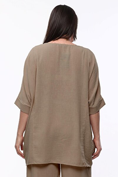 Ebsumu Εξαιρετικά άνετη λινή μπλούζα βιζόν - Γυναικεία Plus Size