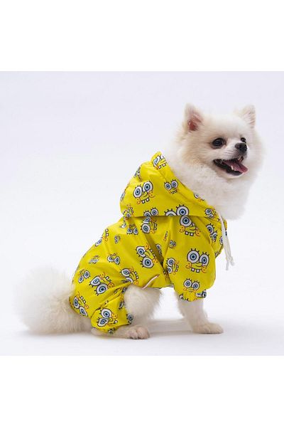 Pettrend Sungerbob Jumpsuit Raincoat Dog Apparel Dog Raincoat
