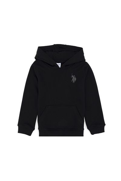 U.S. Polo Assn. Boy's Black Basic Hooded Sweatshirt 50293609 -Vr046