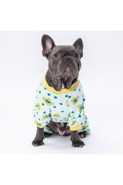 Pettrend Teddy Bear Patterned Cat Dog Jumpsuit Cat Dog Outfit Combed Cotton Jumpsuit
