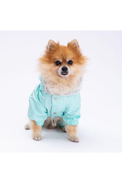 Pettrend Mint Fur Jumpsuit Raincoat Small Breed Raincoat Dog Apparel Dog Raincoat