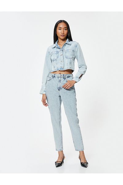 Koton High Waist Crop Jeans - Straight Leg Mom Jean