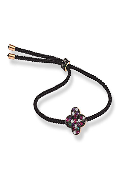 SARIASLAN 925 Ayar Gümüş Yonca İpli Bileklik