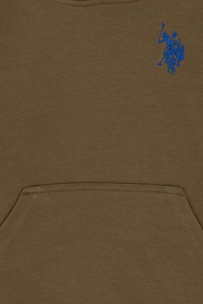 U.S. Polo Assn. Erkek Çocuk Haki Basic Kapüşonlu Sweatshirt 50293609-VR027