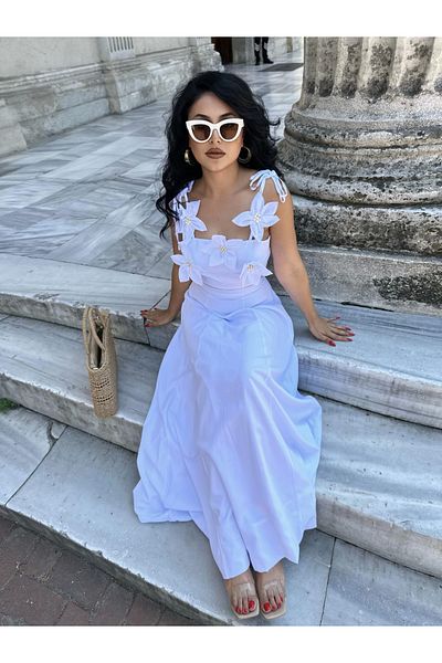 moneta boutique Design Floral Patterned Women's Bustier and Balloon Skirt Set