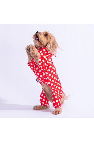 Pawstar Kırmızı Dots Köpek Tulum Yağmurluğu Köpek Yağmurluk Köpek Kıyafeti Köpek Elbisesi