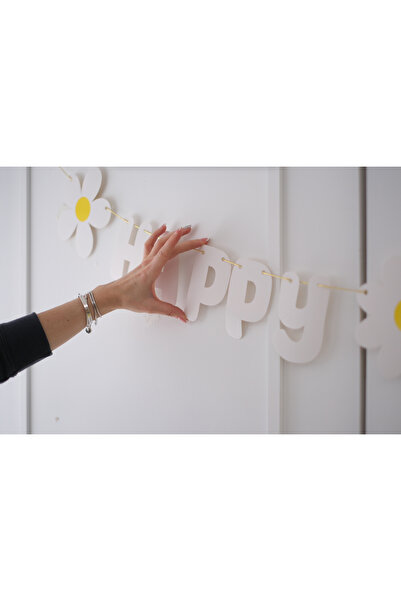 Partifabrik لافتة تزيين الحائط باللون الأبيض بتصميم ديزي