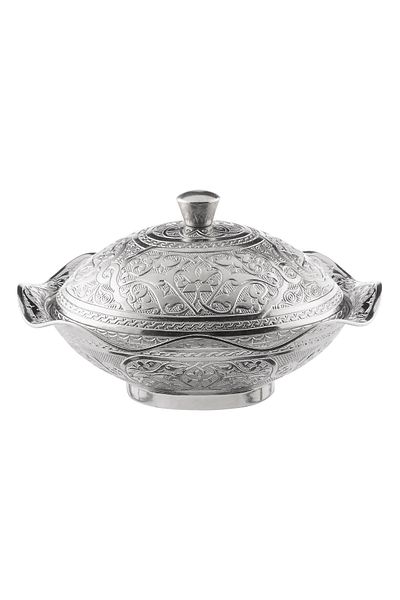 Sena Oval Large Size Metal Sugar Bowl with Lid (033)