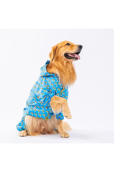 Pawstar Medium and Large Breed Dog Jumpsuit with Irides Mesh Raincoat Dog Raincoat Dog Dress Dog Outfit