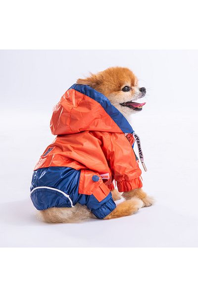 Pawstar Orange-navy blue Bicolor Dog Jumpsuit Raincoat Dog Raincoat Dog Apparel Dog Suit