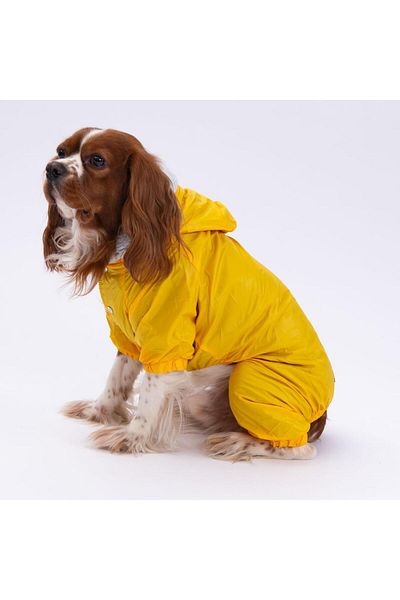 Pettrend Yellow Fur Jumpsuit Raincoat Small Breed Raincoat Dog Apparel Dog Raincoat
