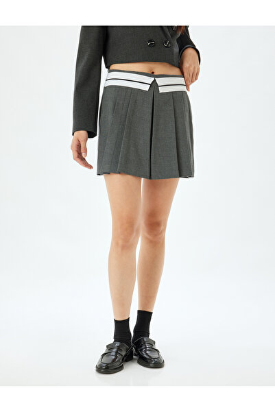 Koton Pileli Biyeli Şort Etek Standart Bel