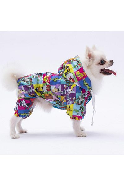 Pettrend Cute Heroes Patterned Jumpsuit Raincoat Dog Outfit Dog Raincoat