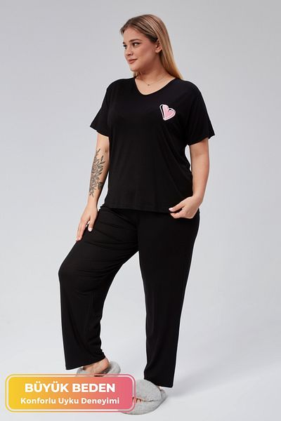 tarzımsüper Luxury Winter Viscose Cotton Plus Size Pajama Set - Comfort Model with Elastic Waist