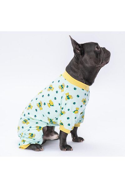 Pettrend Teddy Bear Patterned Cat Dog Jumpsuit Cat Dog Outfit Combed Cotton Jumpsuit
