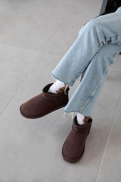 STRASWANS Asia Women's Furry Thick Sole Suede Ankle Boots Brown