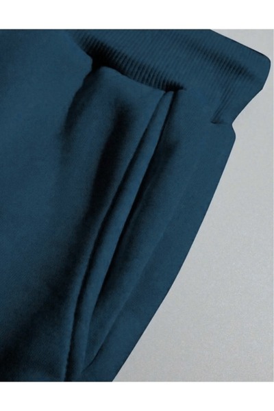 Altamira Erkek Petrol Mavi Dikey Baskılı Oversize Bisiklet Yaka Eşofman Takımı