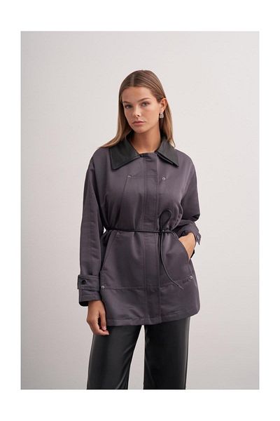 FUSHYA Leather Detailed Gabardine Jacket