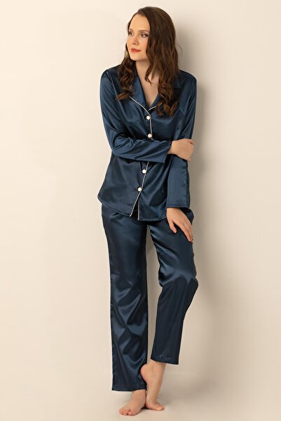 Doremi Uzun Kollu Saten Pijama Takımı