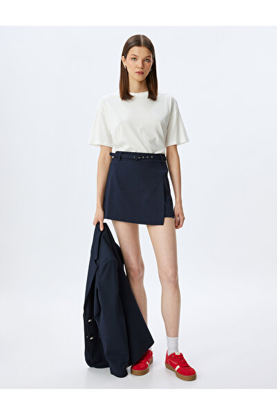 Koton Βαμβακερό μπλουζάκι με κοντό μανίκι με λαιμόκοψη