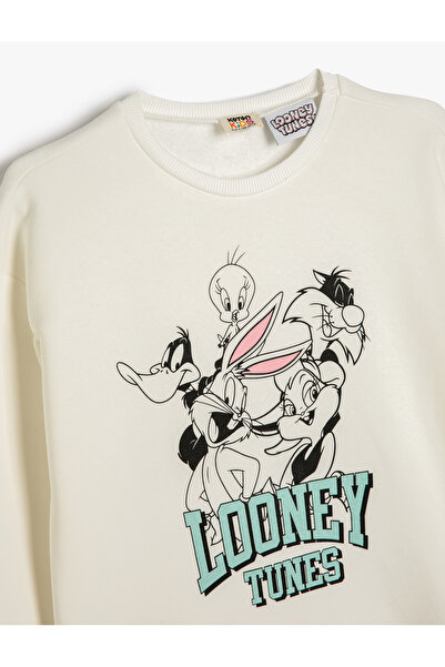 Koton Sweatshirt Looney Tunes Baskılı Lisanslı Uzun Kollu Bisiklet Yaka Şardonlu