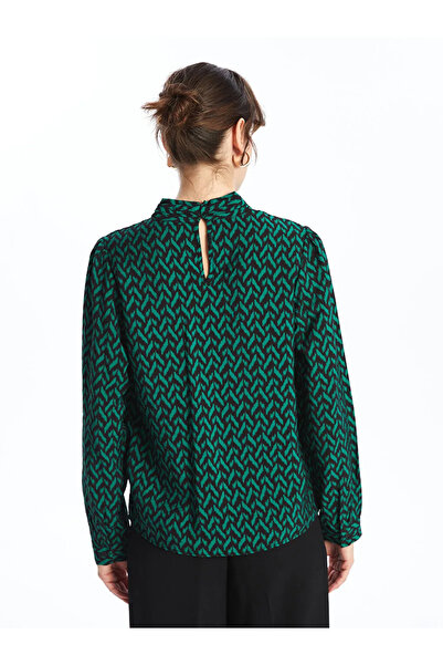 LC Waikiki LCWAIKIKI Classic Dik Yaka Desenli Oversize Kadın Bluz