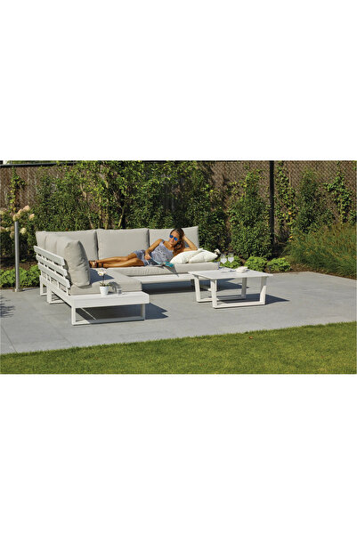 SCY Rifolia Metal Ayak Ahşap Kolçak Detaylı Bahçe Mobilyası Dış Mekan Koltuk ...