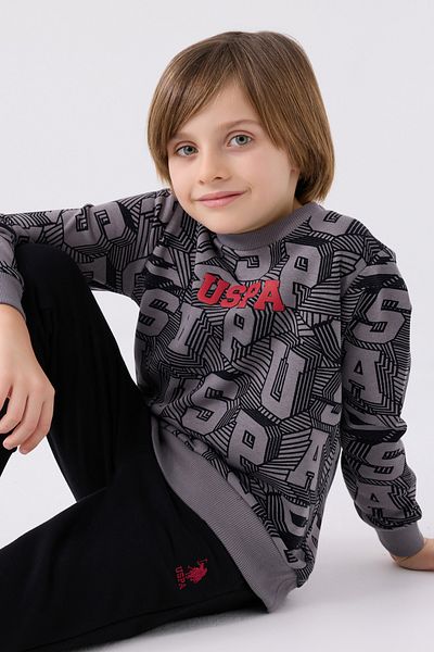 U.S. Polo Assn. U.S. Polo Assn Boy's Tracksuit Set - Cotton, Crew Neck, Elastic Waist