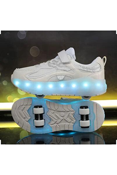Yasee Unisex Skateboard Ayakkabı Şarj Edilebilir Led Işıklı Kapanabilir Tekerlek