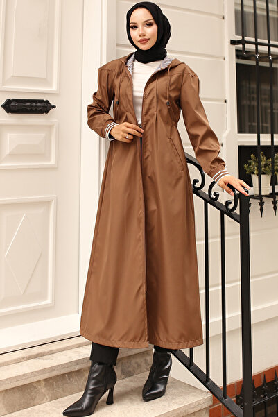 benguen Tan 1315 Seasonal Hooded Trench Coat