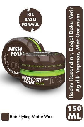 NISHMAN 08 Mat Kil Wax Do al Mat Ve Guclu Tutuculuk Sac ekillendirici 150 ml Fiyat Yorumlar Trendyol