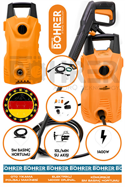 BÖHRER ALMAN YÜKSEK BASINÇ-KOVADAN ÇEKME-ARAÇ OTO ARABA MAVİ YER ZEMİN YIKAMA...