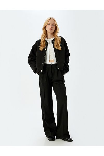 Koton Double Waist Detailed Pocket Pleat Detailed Wide Leg Fabric Trousers