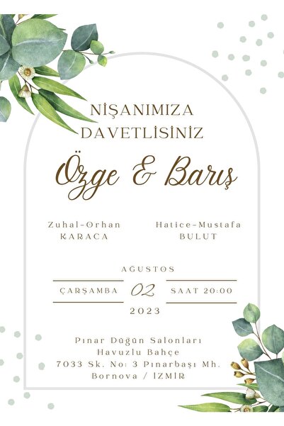 izmirdenet Davetiye, Düğün Davetiyesi, Nikah Davetiyesi, Nişan Davetiyesi (50 ADET)